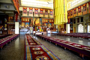 inside gompa at Karmapa