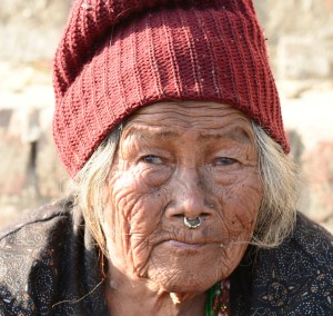 old woman at Swayambhunath Stupa