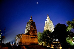 stupa at night