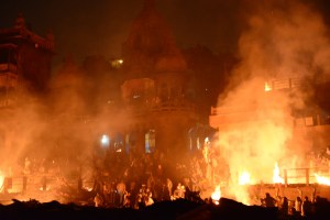 burning ghats closeup