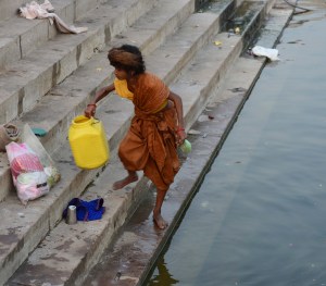 getting water from the Ganges