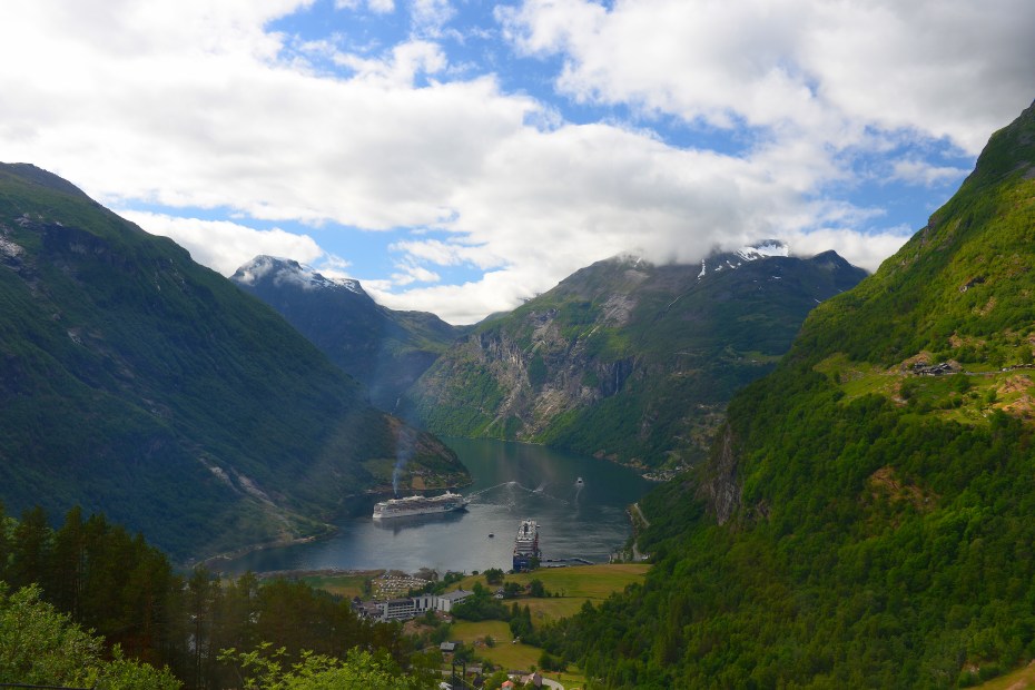 Geiranger Fjord with ships