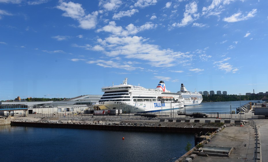 The ferry docked in Stockholm
