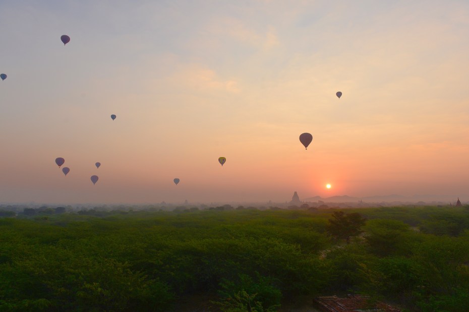 balloons at sunrise